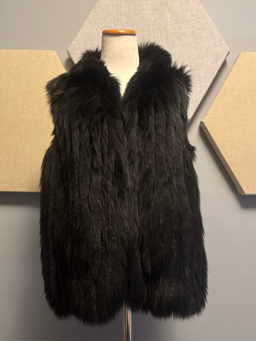 Black Rabbit Fur Vest - s